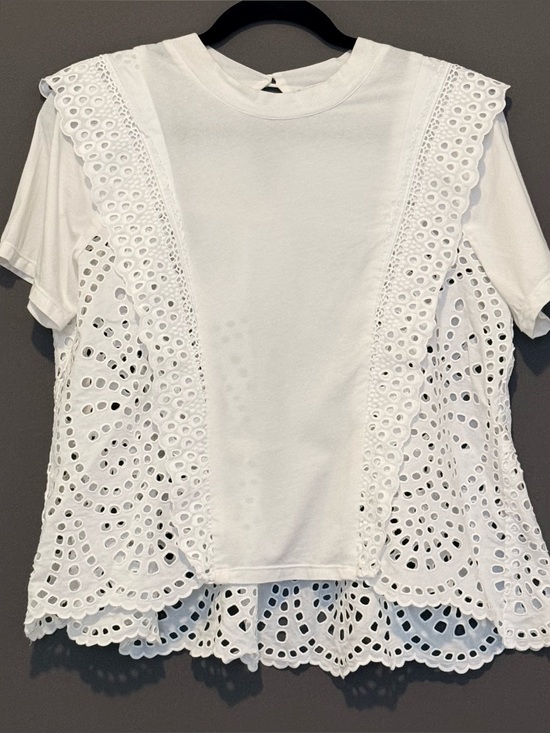 Sea New York Tops - Sea New York Eyelet Lace Peplum Ruffle Top Women’s White XS Coquette